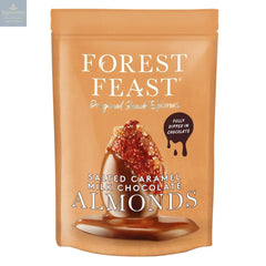 Forest Feast salted caramel milk chocolate covered almonds in pouch