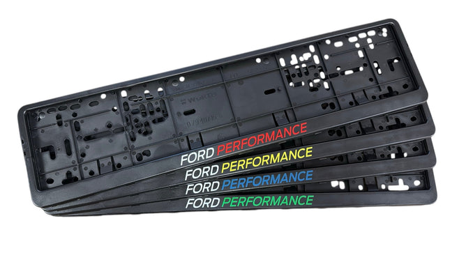 Ford Performance Number Plate Surrounds – Multi-Colour Logo | Sold as a Pair