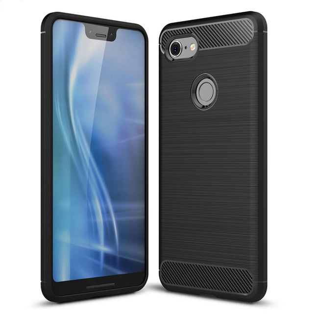 Brushed Texture Carbon Fiber Shockproof TPU Case for Google Pixel 3 XL, For Google Pixel 3 XL