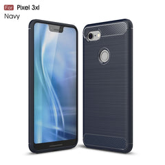 Brushed Texture Carbon Fiber Shockproof TPU Case for Google Pixel 3 XL