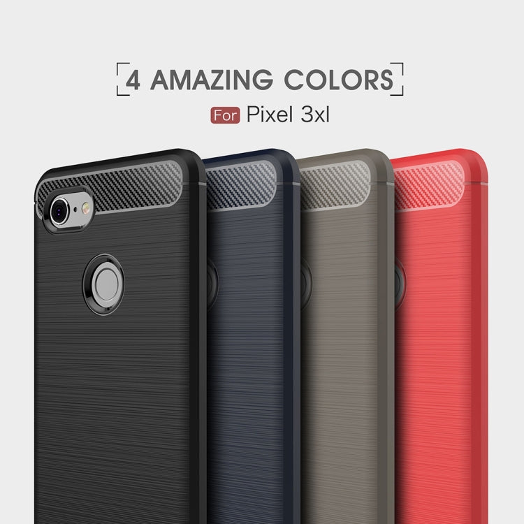 Brushed Texture Carbon Fiber Shockproof TPU Case for Google Pixel 3 XL