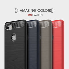 Brushed Texture Carbon Fiber Shockproof TPU Case for Google Pixel 3 XL