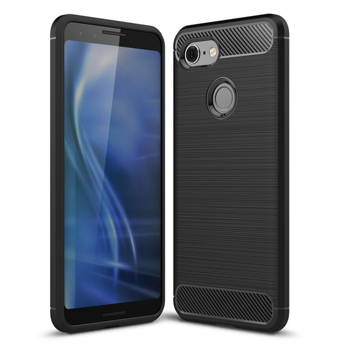Brushed Texture Carbon Fiber Shockproof TPU Case for Google Pixel 3, For Google Pixel 3