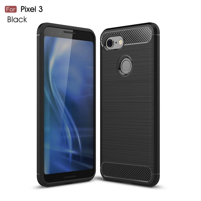 Brushed Texture Carbon Fiber Shockproof TPU Case for Google Pixel 3, For Google Pixel 3