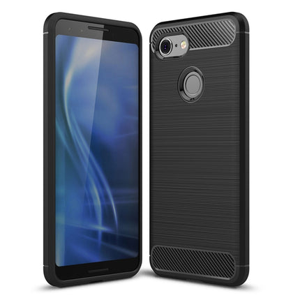 Brushed Texture Carbon Fiber Shockproof TPU Case for Google Pixel 3, For Google Pixel 3