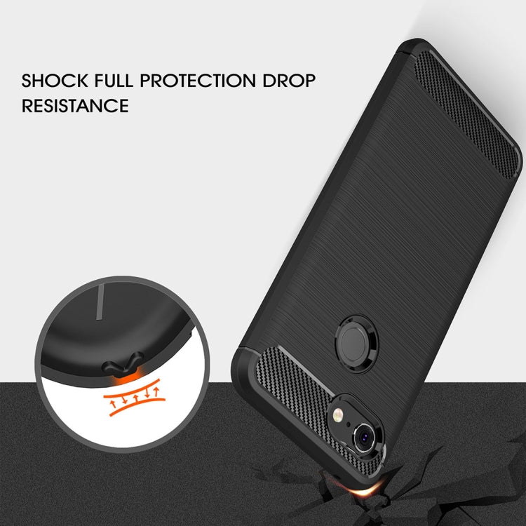 Brushed Texture Carbon Fiber Shockproof TPU Case for Google Pixel 3