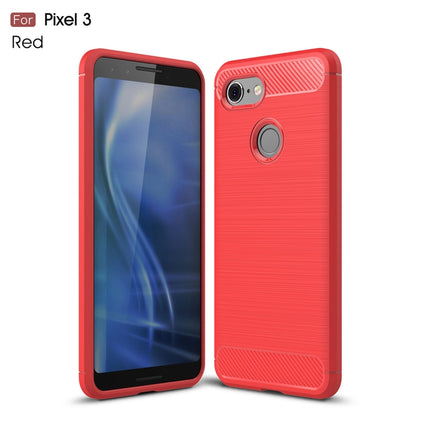 Brushed Texture Carbon Fiber Shockproof TPU Case for Google Pixel 3, For Google Pixel 3