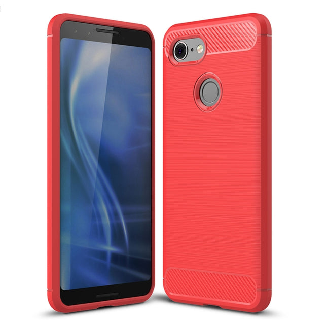 Brushed Texture Carbon Fiber Shockproof TPU Case for Google Pixel 3, For Google Pixel 3