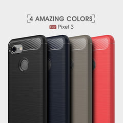 Brushed Texture Carbon Fiber Shockproof TPU Case for Google Pixel 3