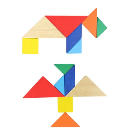 Baby Toy Fine Wooden Jigsaw Puzzle Small Size Tangram, Size: 11*11cm, Tangram, Size: 11*11cm