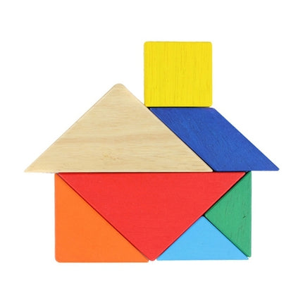 Baby Toy Fine Wooden Jigsaw Puzzle Small Size Tangram, Size: 11*11cm, Tangram, Size: 11*11cm