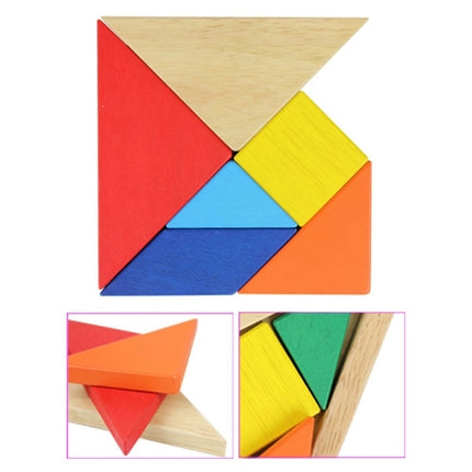 Baby Toy Fine Wooden Jigsaw Puzzle Small Size Tangram, Size: 11*11cm, Tangram, Size: 11*11cm