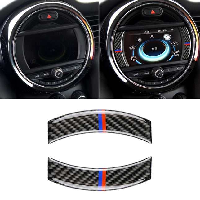 2 PCS Red Blue Color Car F Chassis Navigation Panel Carbon Fiber Decorative Sticker for BMW Mini Cooper Countryman Clubman F54 / F55 / F56 / F60, For BMW Mini F54 (Red Blue Color)