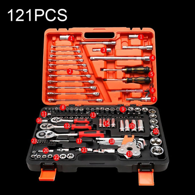 121 In 1 Multi-function Car Repair Combination Toolbox Ratchet Wrench Set, 121 In 1