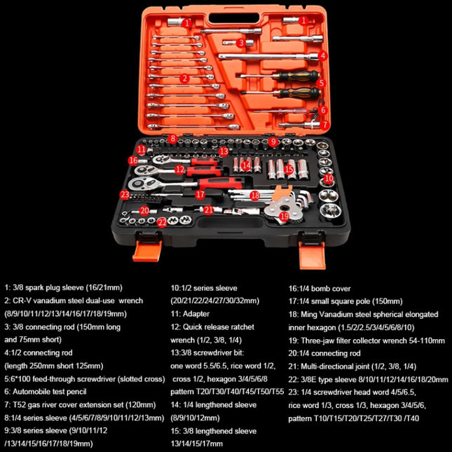 121 In 1 Multi-function Car Repair Combination Toolbox Ratchet Wrench Set, 121 In 1