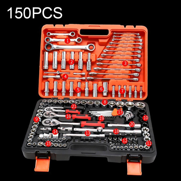150 In 1 Multi-function Car Repair Combination Toolbox Ratchet Wrench Set, 150 In 1