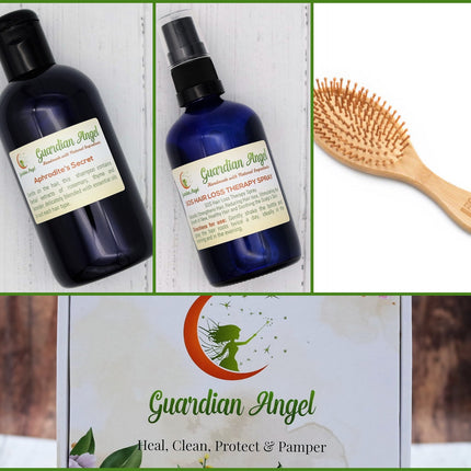Organic and Natural HAIR LOSS/GROWTH Set - 3 Piece Treatment & Brush Set