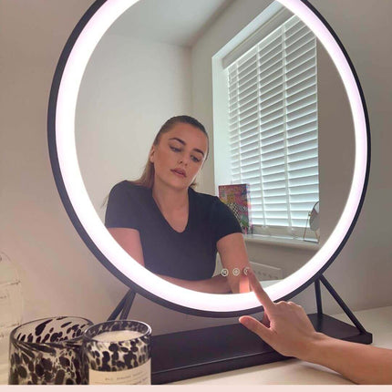 Grace Round Hollywood Mirror Black 60x67cm