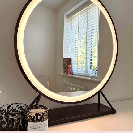 Grace Round Hollywood Mirror Black 60x67cm