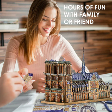 Piececool 3D Metal Puzzles Jigsaw, Notre Dame Cathedral Paris DIY Model Building Kits Toys for Adults Birthday Gifts