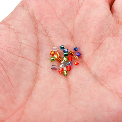 1000/1800Pcs 2mm Hexagon Czech Glass Cylindrical Loose Small Seed Needle Beads for DIY Bracelet Necklace Jewelry Making Supplies