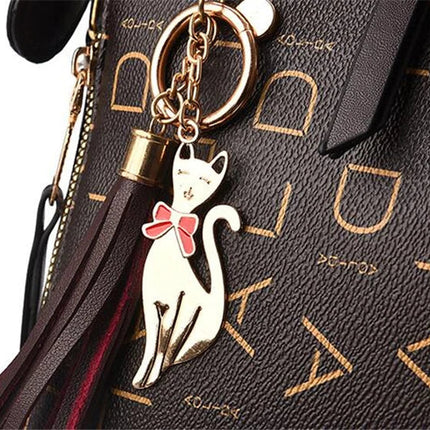 Fashion English Letter Handbag Women PU Leather Tassel Top-handle Bag Luxury Shoulder Bag Large Capacity Lady Tote Design Purse