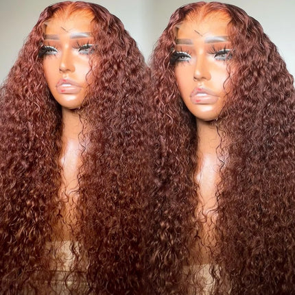 Curly 7*7 Human Hair Wigs Heavy Density 13*6 HD Transparent Kinky Curly Lace Frontal Wig 250% Honey Brown 13*4 Lace Frontal Wig