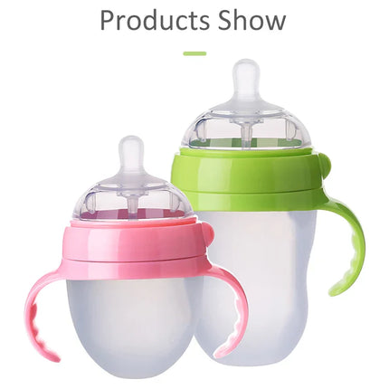 BPA Free Wide-Mouth Silicone Baby Feeding Bottle Small Size Hands-Free Popular Design with Holder for Convenient Milk Feeding