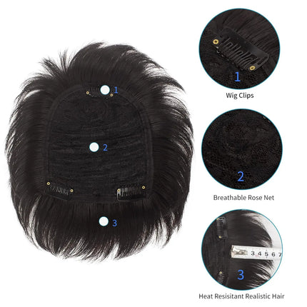 Toupee for Men, Human Hair Wigs Invisible Male Bald Patch Seamless Replacement Toupee Clip Hairpiece Wig for Daily Wear