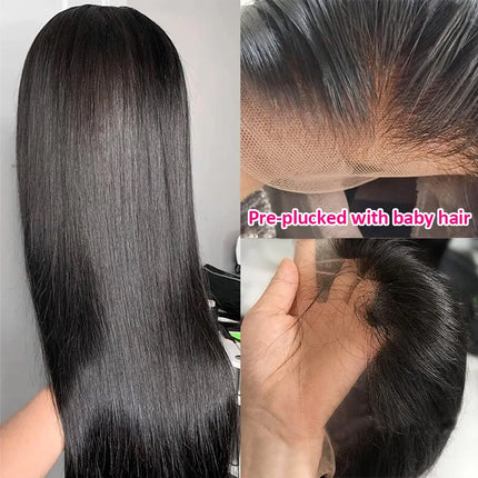 Ready to Ship Cheap 10A Silk Straight 13x6 HD Transparent Lace Front Lace 100% Nature Indian Hair Remy Human Hair Wigs for Women