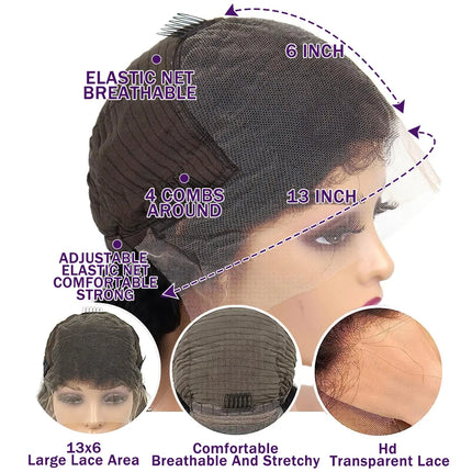 Body Wave Raw Brazilian Hair Wig 13x6 HD Lace Front Human Hair Wig 180% Density Transparent Lace Front Wig for Black Women
