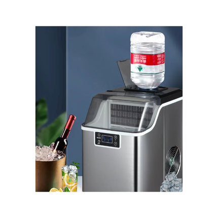 Hicon Countertop Ice Maker Machine 1 Gallon Auto Self-Cleaning Square Ice 44Lbs/24H 24 Pcs Ice Cubes in 15 Mins with Ice Scoop