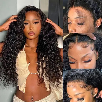 Raw Indian Deep Wave Curly Wig 13x6 Glueless HD Full Lace Front Wig , Natural Human Hair Lace Frontal Wigs for Black Women