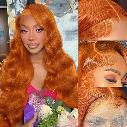Orange Ginger 13x6 Hd Glueless Lace Front Human Hair Wig Lace Frontal  Colored Body Wave Human Hair Wigs for Black Women