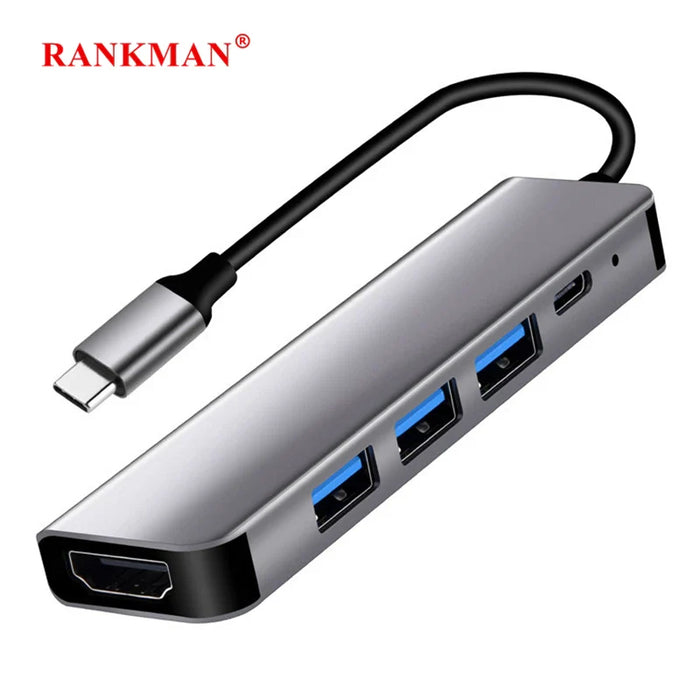 USB C Hub to 4K HDMI-Compatible USB 3.0 2.0 Type C PD Charging Dock for MacBook iPad Samsung S10 Dex TV Mouse Keyboard U Disk