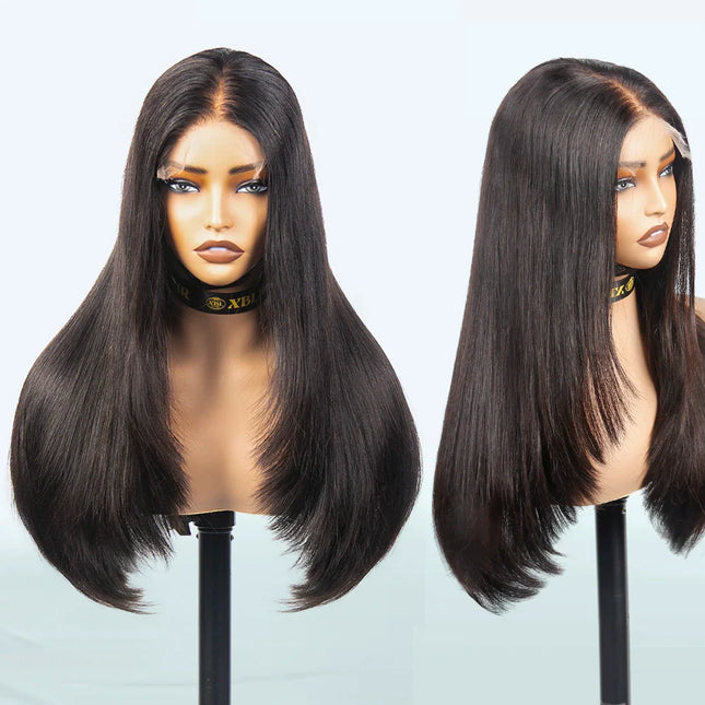 Free Shipping Straight 16 18 20" 5x5 hd Lace Closure Glueless Wigs Layered bob Cuticle Aligned Raw Virgin Hair Wig on Hair Salon