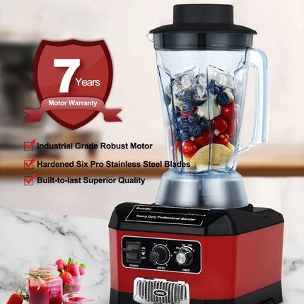 【7 Years Warranty】BPA Free Heavy Duty Professional Commercial Bar Blender Food Mixer Juicer Ice Crusher Smoothie Maker Max 2200W