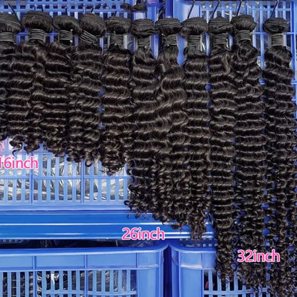 Deep Wave Bundles Human Hair Brazilian Raw Hair 12A Grade Bundles 100% Natural Deep Curly Remy Hair Extensions 3 4 Bundles Deal