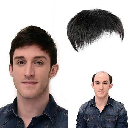 Toupee for Men, Human Hair Wigs Invisible Male Bald Patch Seamless Replacement Toupee Clip Hairpiece Wig for Daily Wear