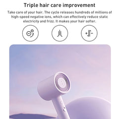 Secador de pelo eléctrico de secado rápido con iones negativos Xiaomi Mijia H301 original, enchufe estadounidense, H301 (verde), H301 (morado)