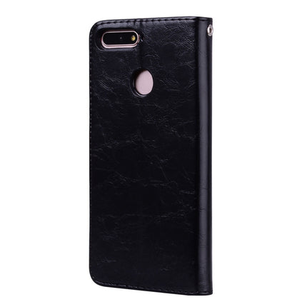 Business Style Oil Wax Texture Horizontal Flip Leather Case for Huawei Honor 7A (with fingerprint hole), with Holder & Card Slots & Wallet