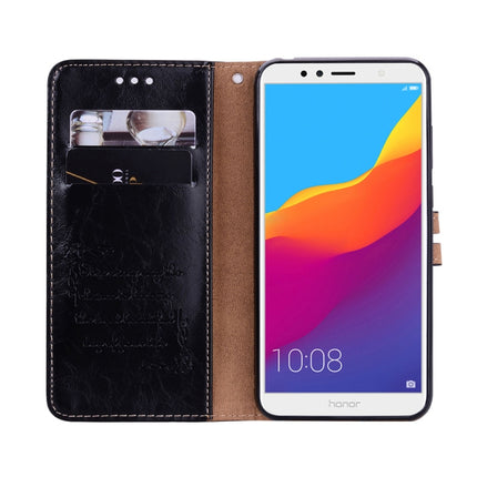 Business Style Oil Wax Texture Horizontal Flip Leather Case for Huawei Honor 7A (with fingerprint hole), with Holder & Card Slots & Wallet
