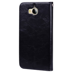 For Huawei  Y5 (2017) / Y6 (2017) Business Style Oil Wax Texture Horizontal Flip Leather Case with Holder & Card Slots & Hand Strap