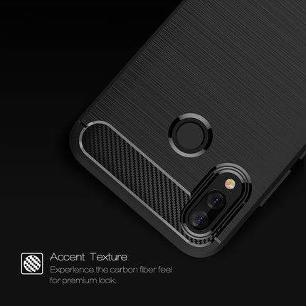 For Huawei  P20 Lite Brushed Texture Carbon Fiber Shockproof TPU Protective Back Case