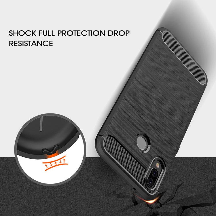 For Huawei  P20 Lite Brushed Texture Carbon Fiber Shockproof TPU Protective Back Case