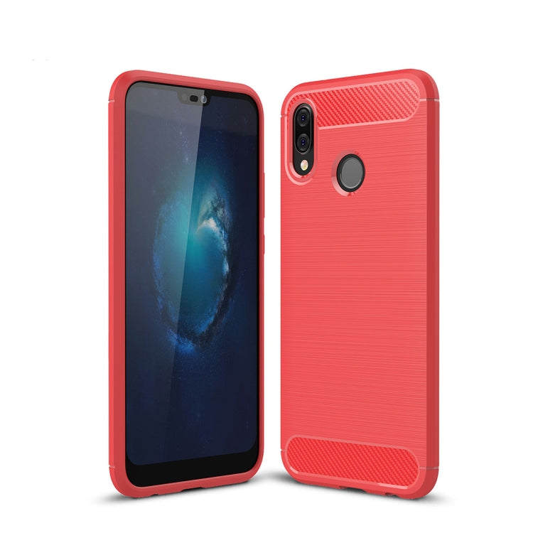 For Huawei  P20 Lite Brushed Texture Carbon Fiber Shockproof TPU Protective Back Case