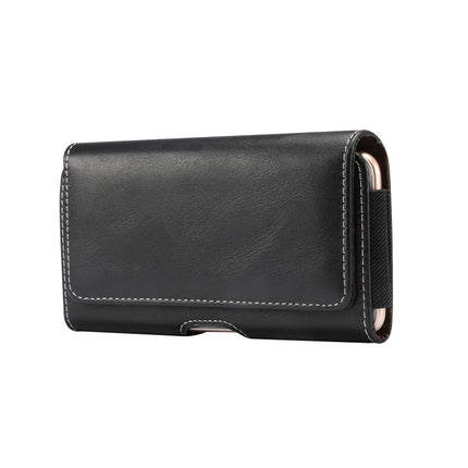 Men Lambskin Texture Multi-functional Universal Mobile Phone Waist Pack Leather Case for 6.9 Inch or Below Smartphones