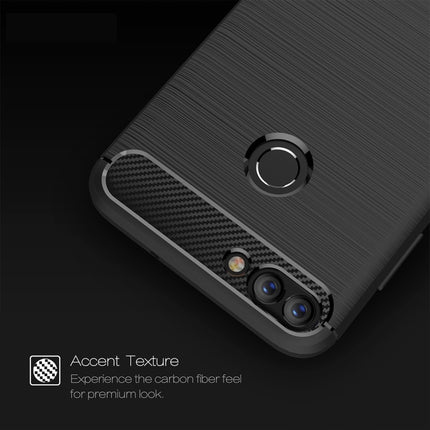For Huawei  P smart / Enjoy 7S Brushed Texture Carbon Fiber Shockproof TPU Protective Back Case