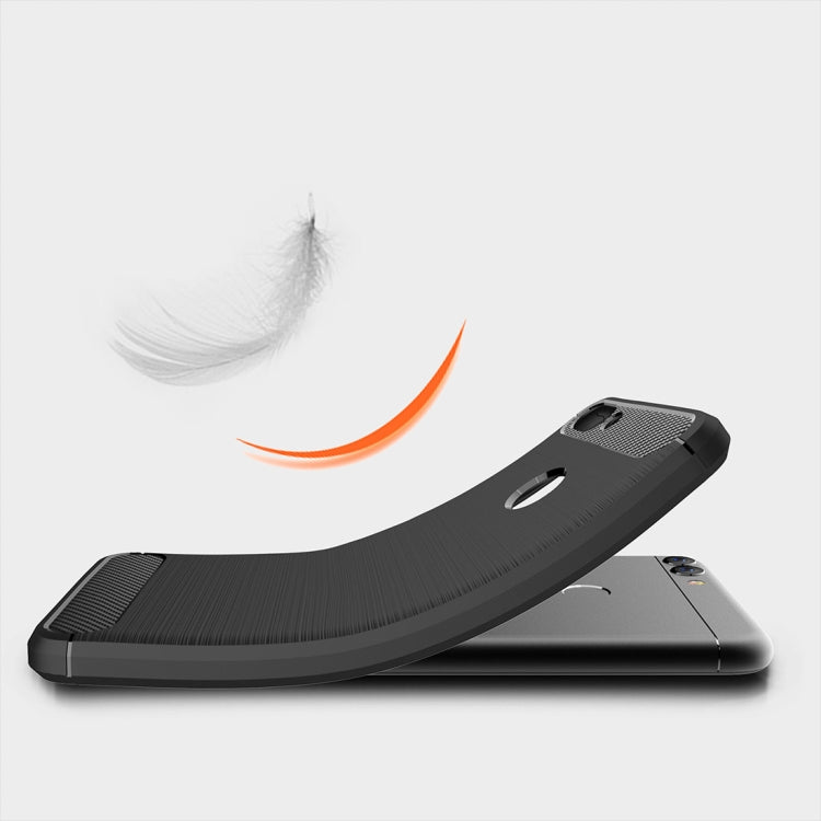 For Huawei  P smart / Enjoy 7S Brushed Texture Carbon Fiber Shockproof TPU Protective Back Case