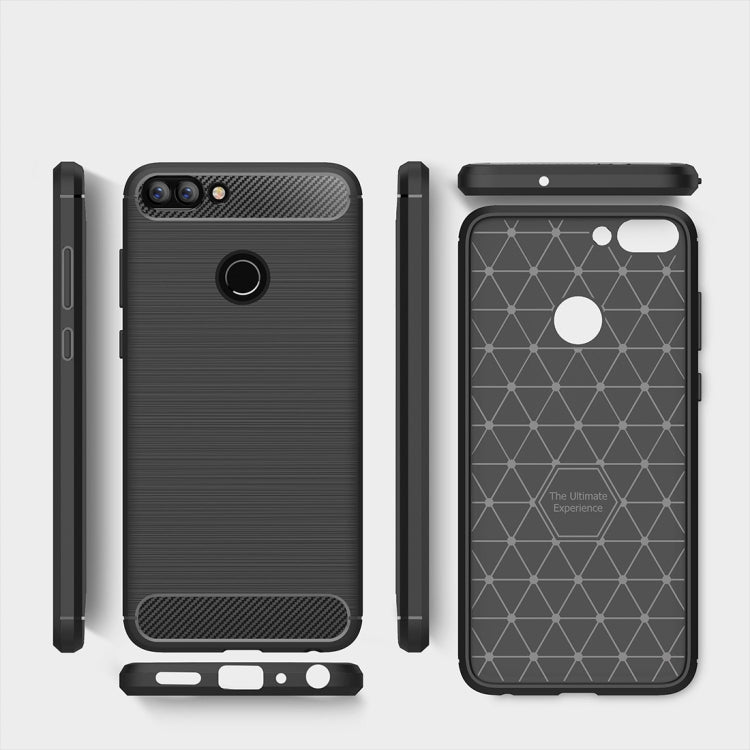 For Huawei  P smart / Enjoy 7S Brushed Texture Carbon Fiber Shockproof TPU Protective Back Case